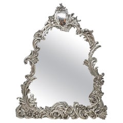 Antique "Tiffany & Co." américain. Miroir de coiffeuse en bronze argenté, vers 1900