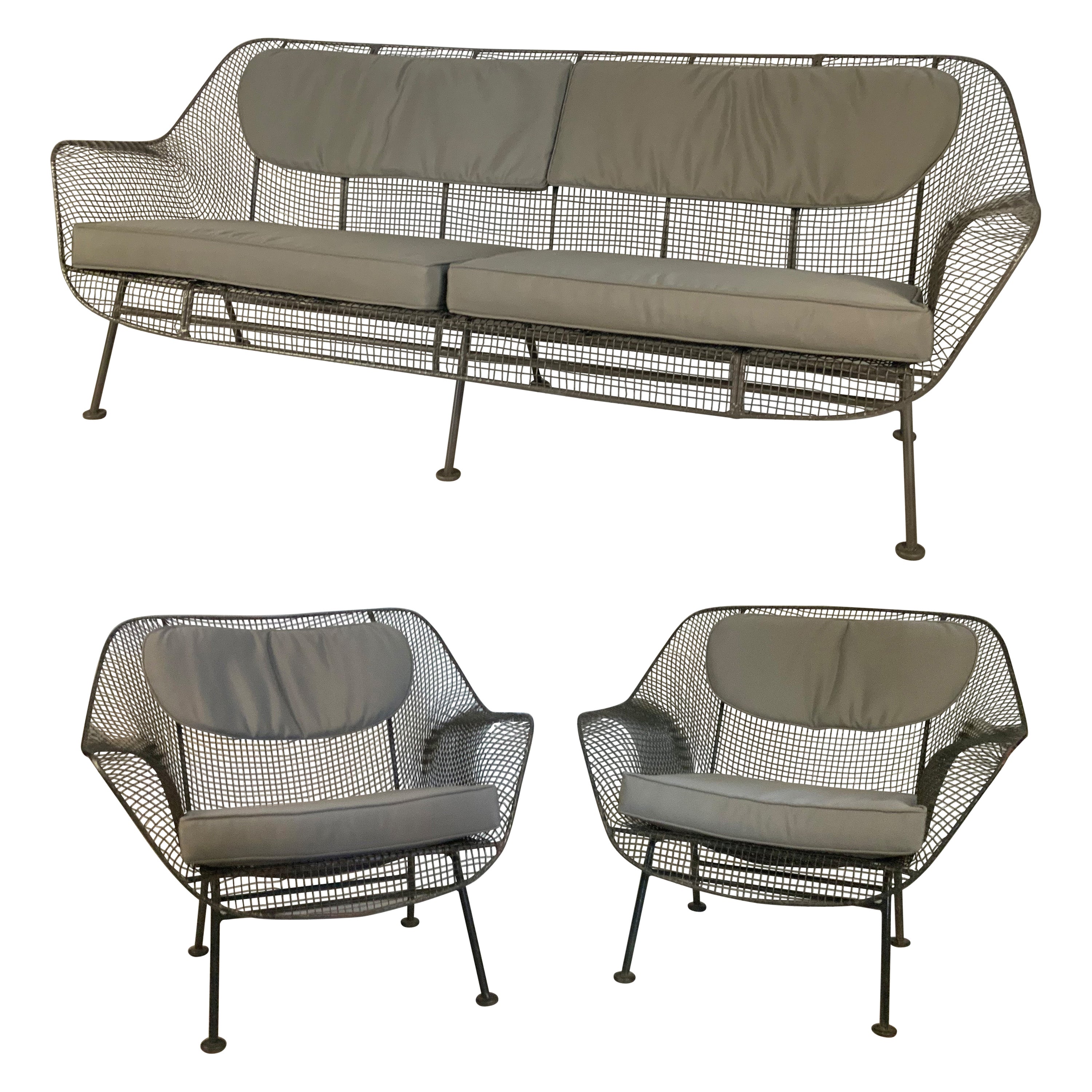 Russell Woodard 1950's Sculptura Sofa and Pair of Lounge Chairs 