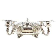 Antico centrotavola e portacandele floreale in argento "Rogers & Bros." Circa 1870