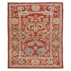 Modern Sultanabad Handmade Floral Pattern Rust Wool Rug