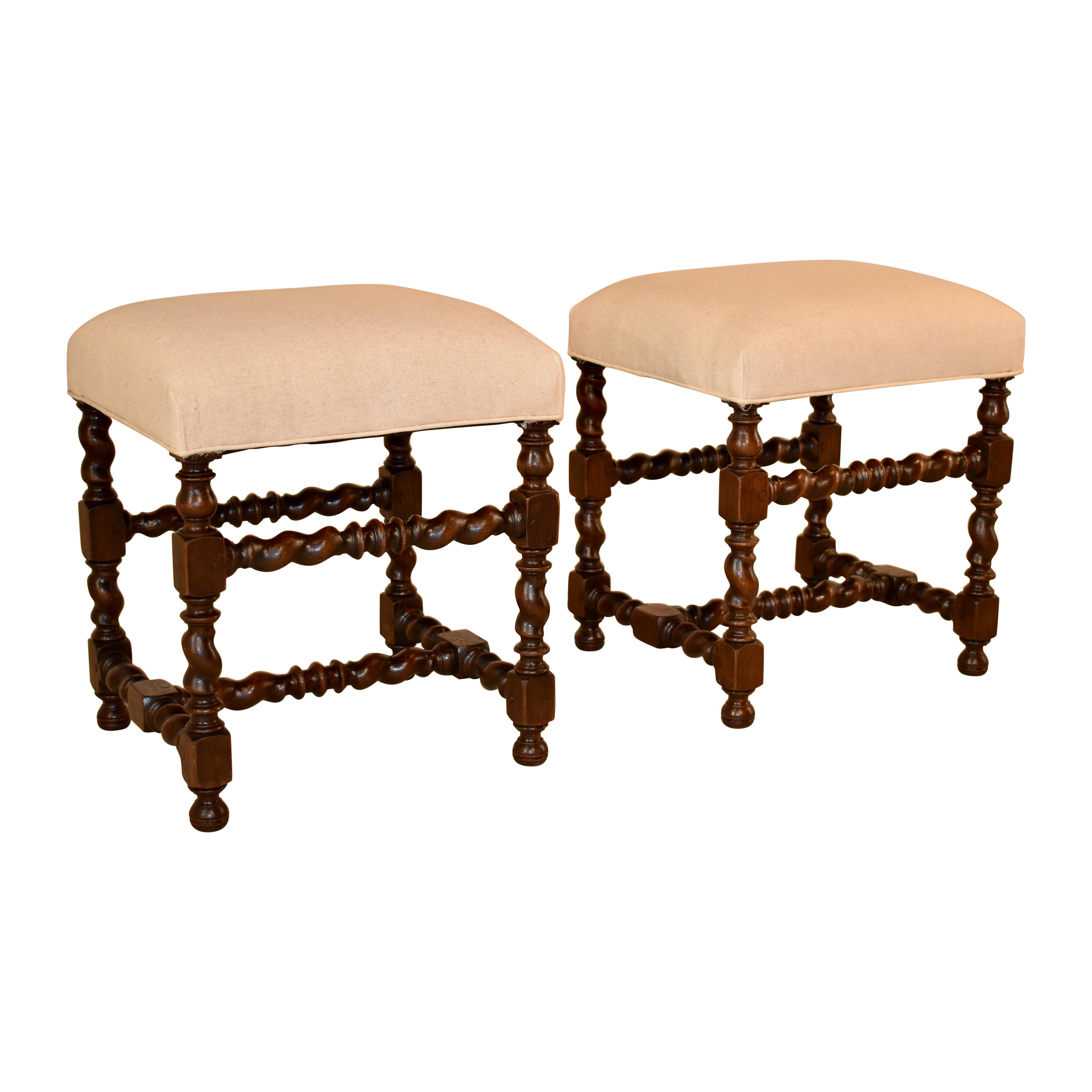 Pair of 19th Century Turned French Stools