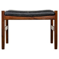 Danish Rosewood & Black Leather Footstool by Spottrup