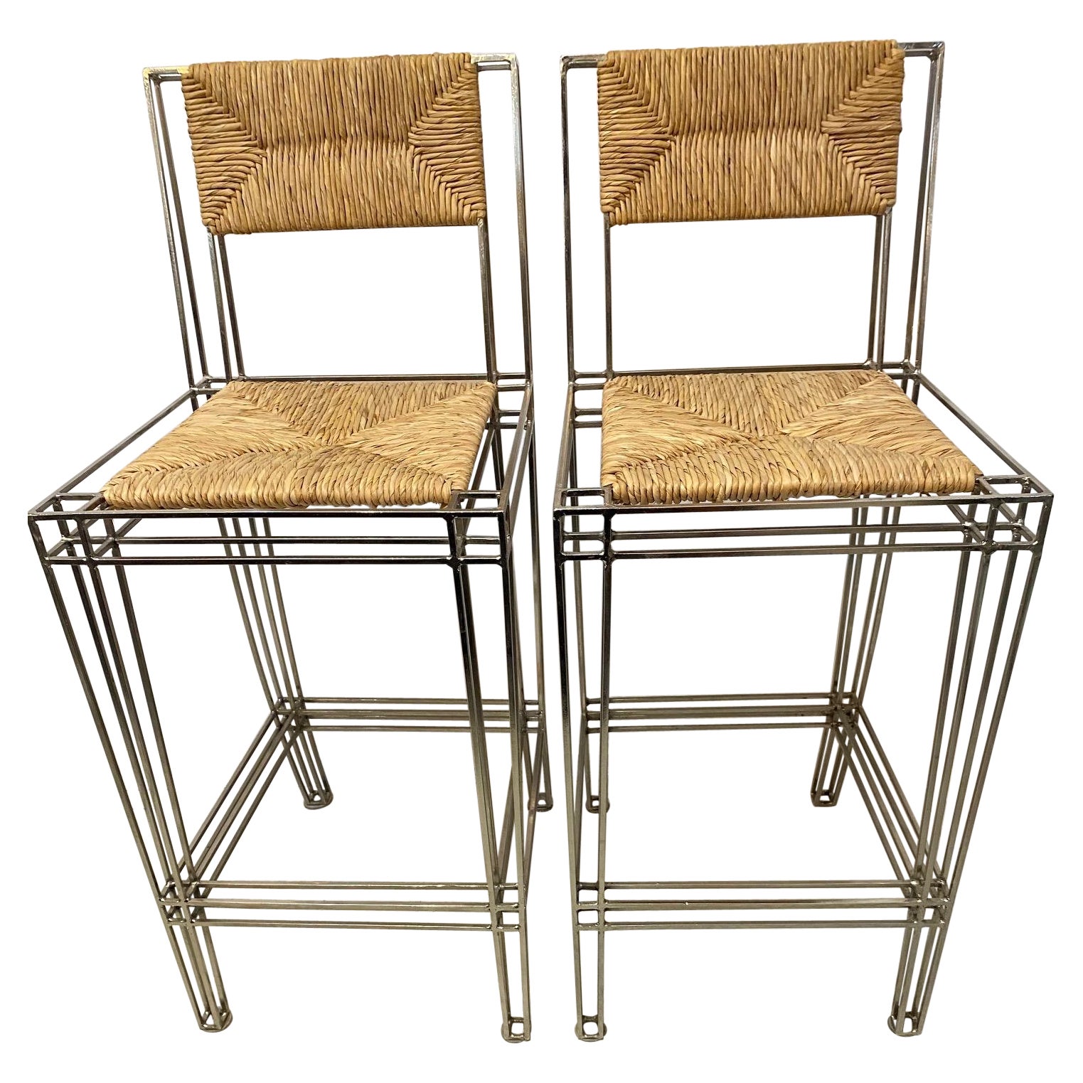 Casamidy Nickel Plated Barstools 8 Available  For Sale