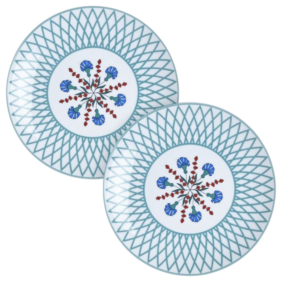 Set 2 Pcs Plates Volutes Collection Maison Manoï Limoges Porcelain For Sale