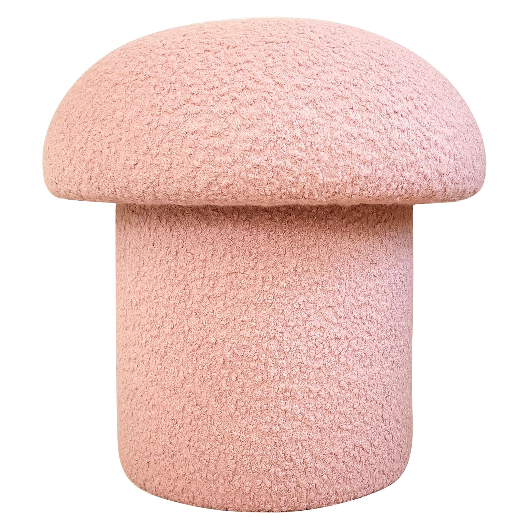 Mushroom Ottoman in Blush Pink Boucle
