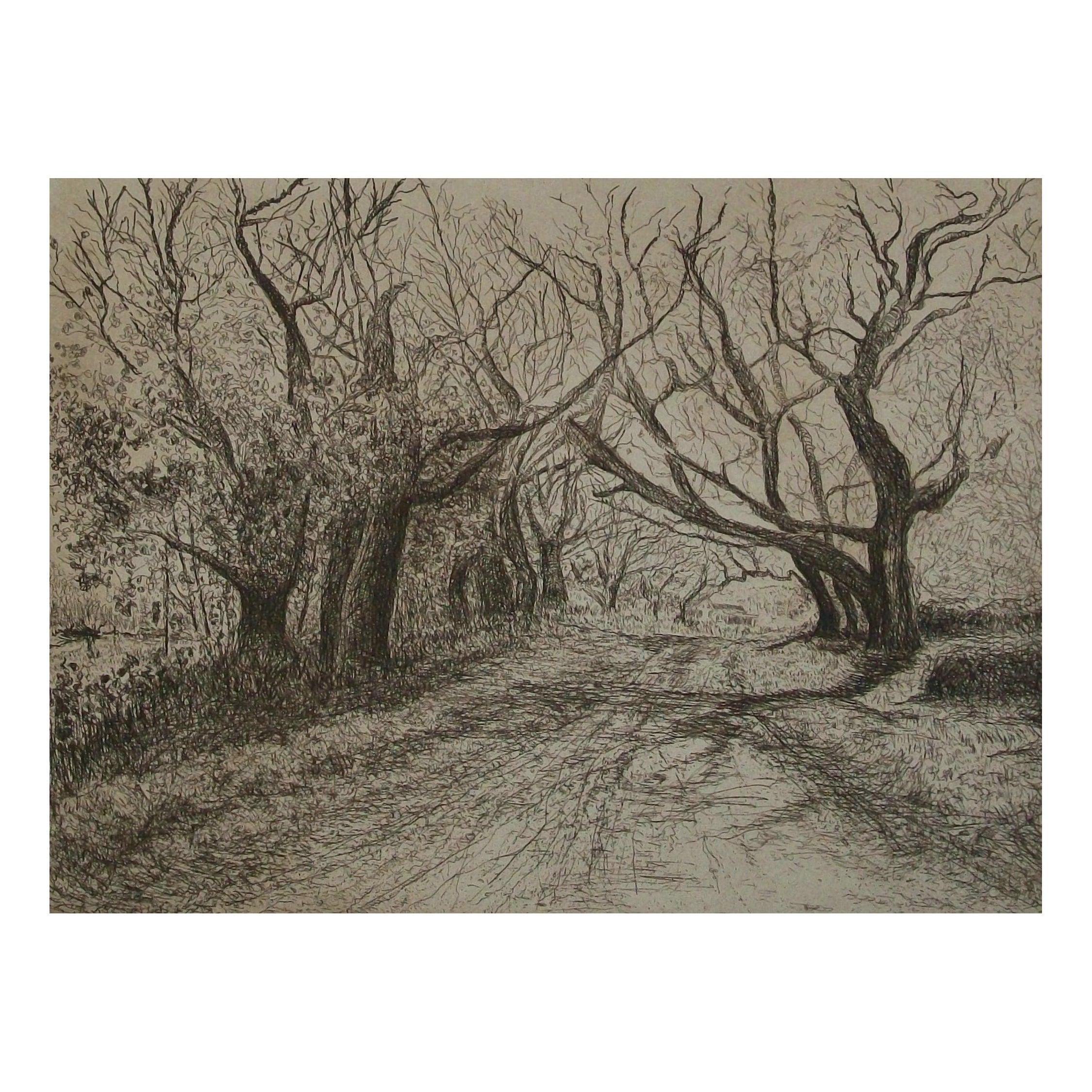 LUCIEN GOBEIL - 'Sans Titre' - Fine Sepia Tone Etching - Canada - 20th Century