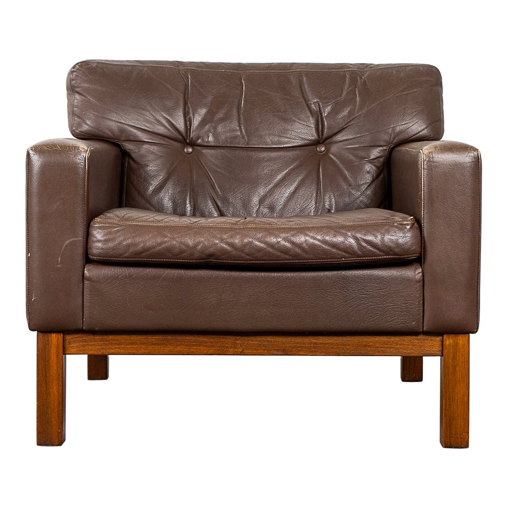 Danish Mid-Century Leather & Teak Lounge Chair