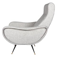 Italian Midcentury Lounge Chair in Woven Grey, circa 1950s