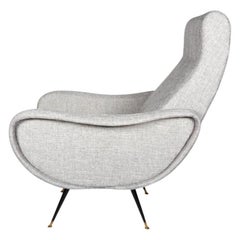 Vintage Italian Midcentury Lounge Chair in Woven Grey, circa 1950s