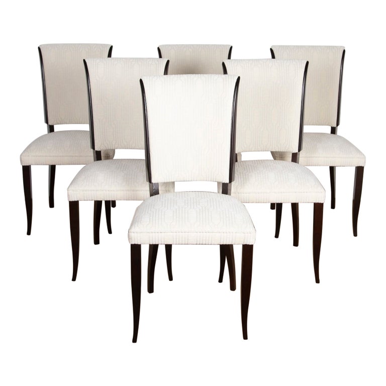 Set of Six French Art Deco Dining Chairs For Sale at 1stDibs