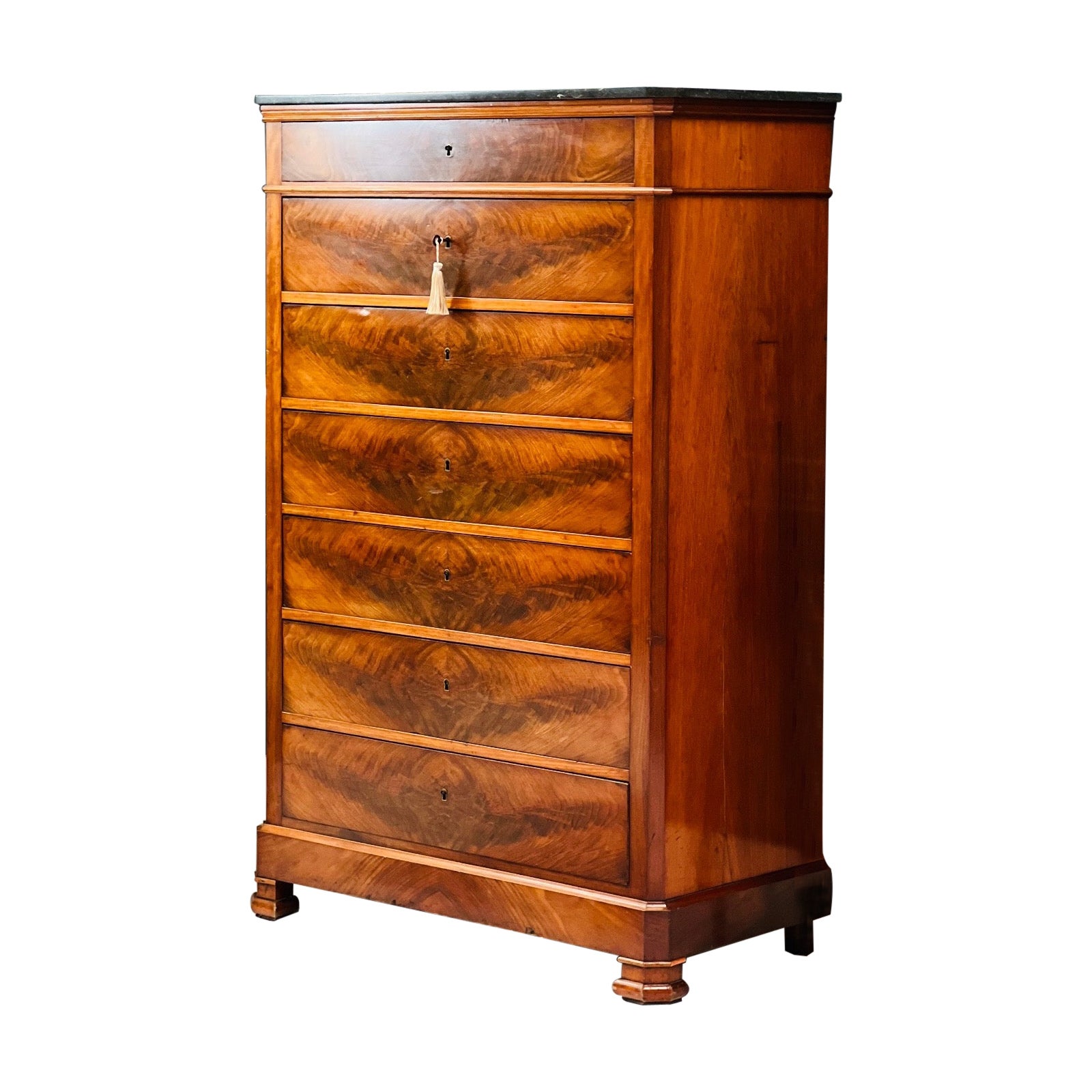 French Antique Louis Philippe Tallboy Chest of Drawers