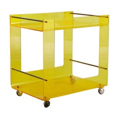 Yellow Lucite Bar Cart Attributed Rafael Carreras Puigdengolas for Tramo