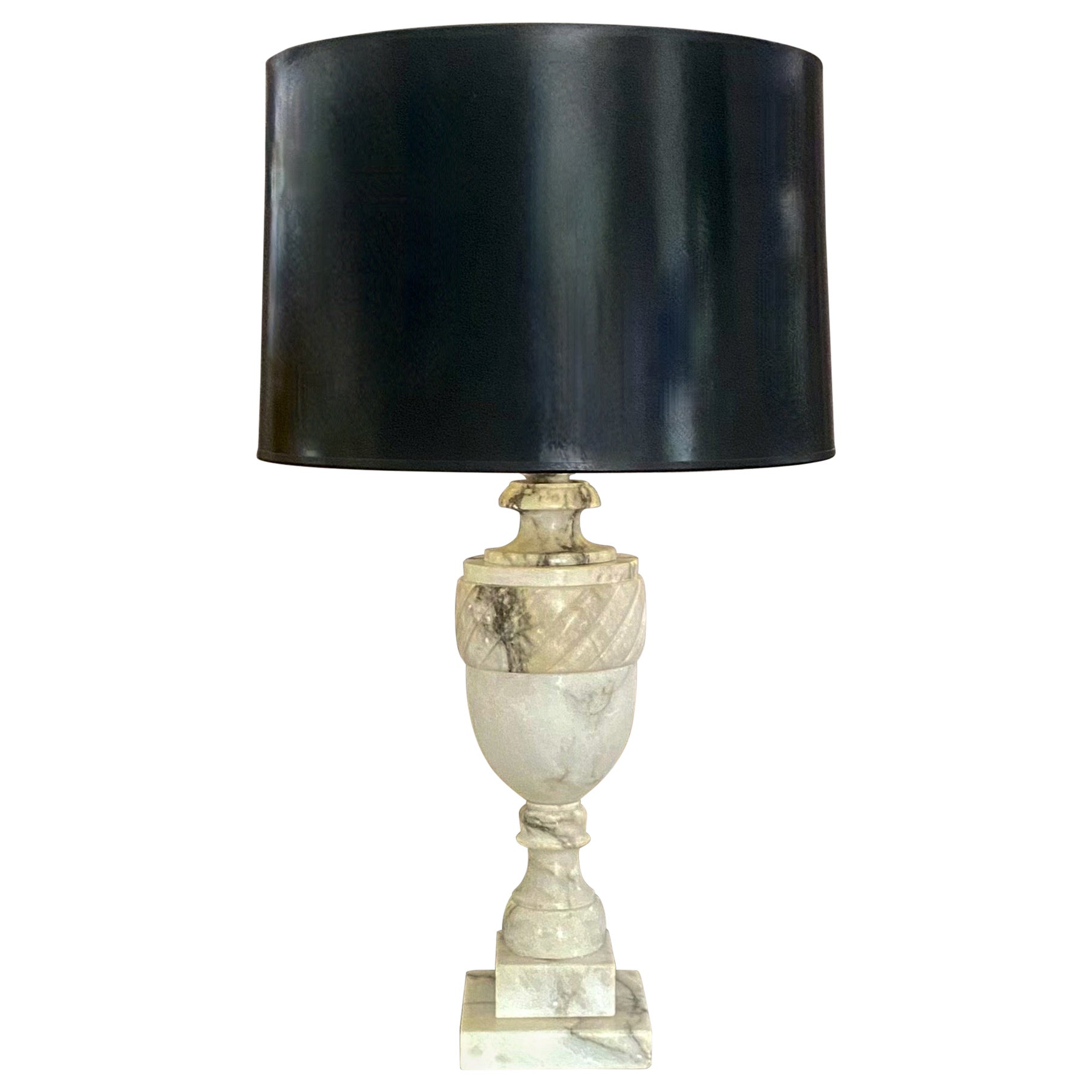 Single Italian Urn Neoclassic Alabaster Table Lamp For Sale
