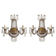 Pair of Italian Crystal Beaded Sconces