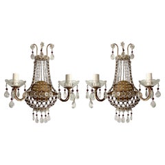 Vintage Pair of Italian Crystal Beaded Sconces