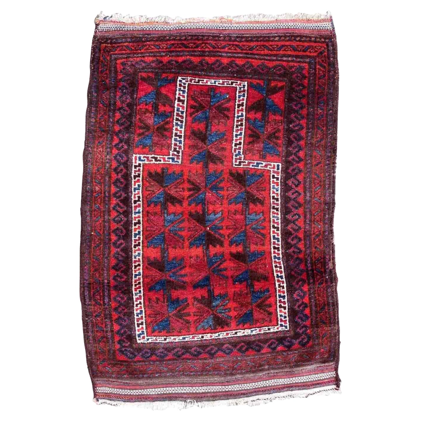 Handmade Vintage Afghan Baluch Rug, 1940s, 1C929 For Sale at 1stDibs