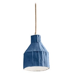Contemporary Ceramic Blue SUFI Lamp Corteccia Texture