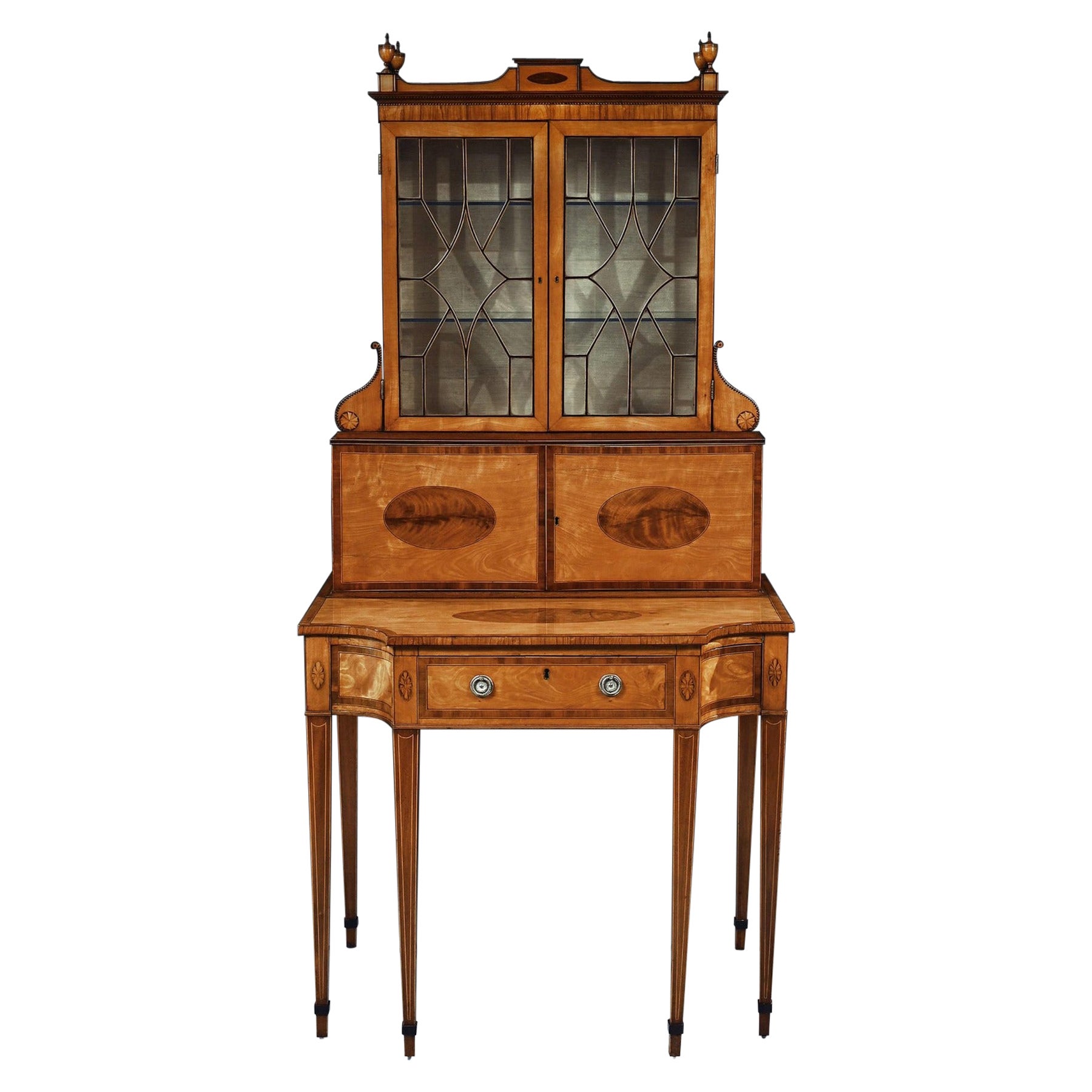  An Important 18th Century George Iii Satinwood and Sabicu Writing Cabinet For Sale