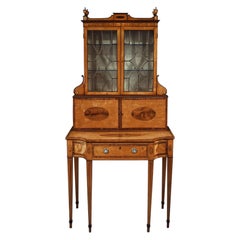  An Important 18th Century George Iii Satinwood and Sabicu Writing Cabinet