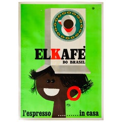 Original coffee poster "Cafe Do Brasil", Italy 1960s