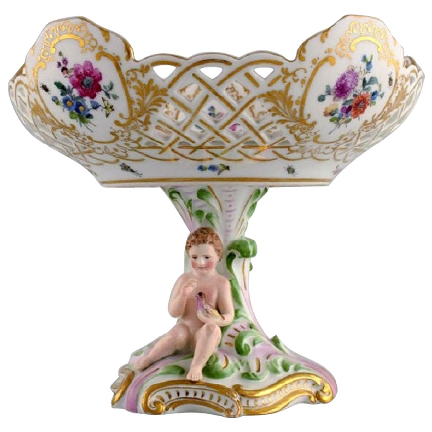 Compotier royal de Copenhague rare et ancien en porcelaine ajoure, qualit muse en vente