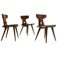 Set of Three Jacob Kielland-Brandt Dining Chairs in Solid Pine, Denmark, 1960s