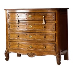 French Vintage Serpentine Chest of Drawers / Mahogany Commode