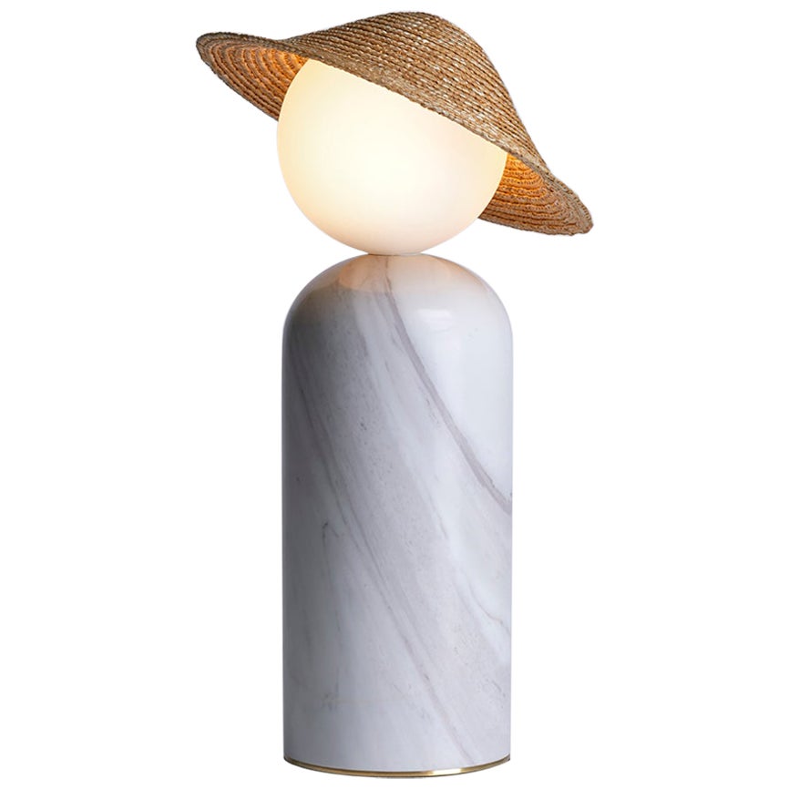 Table Lamp Théros 0.1 M Size by Aristotelis Barakos, Made Out of White Marble For Sale