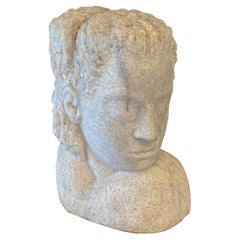 Brancusi Style Marble Head of a Woman, Early 20th Century Signed