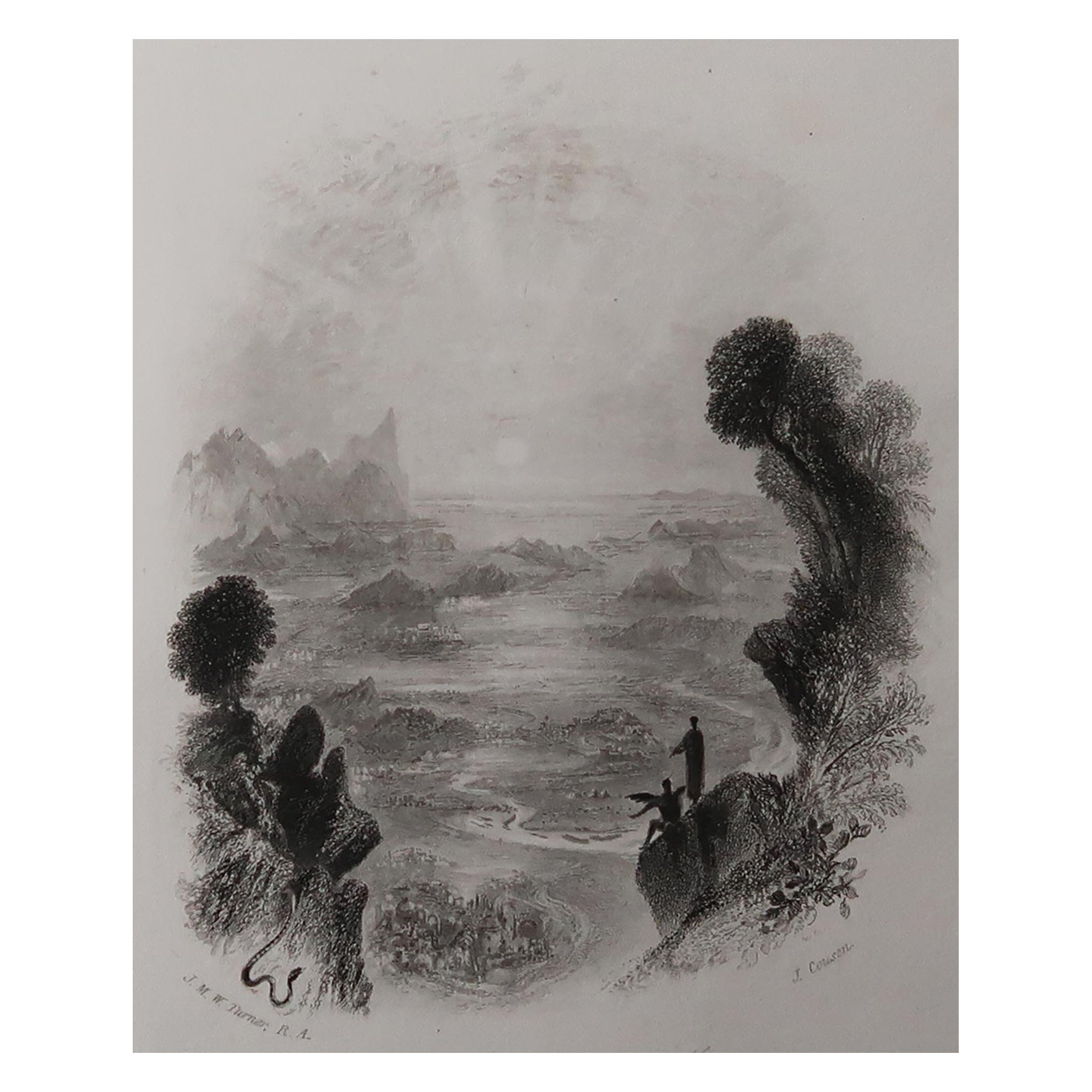 Antique Print After J.M.W Turner, the Temptation on the Mountain, 1835