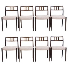 Set of Eight J.L. Møllers Hardwood Chairs, Model 79