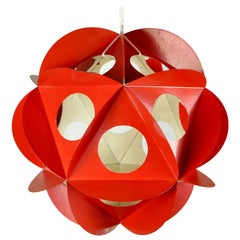 Origami Psychedelic Sculpture in Orange Lacquered Metal