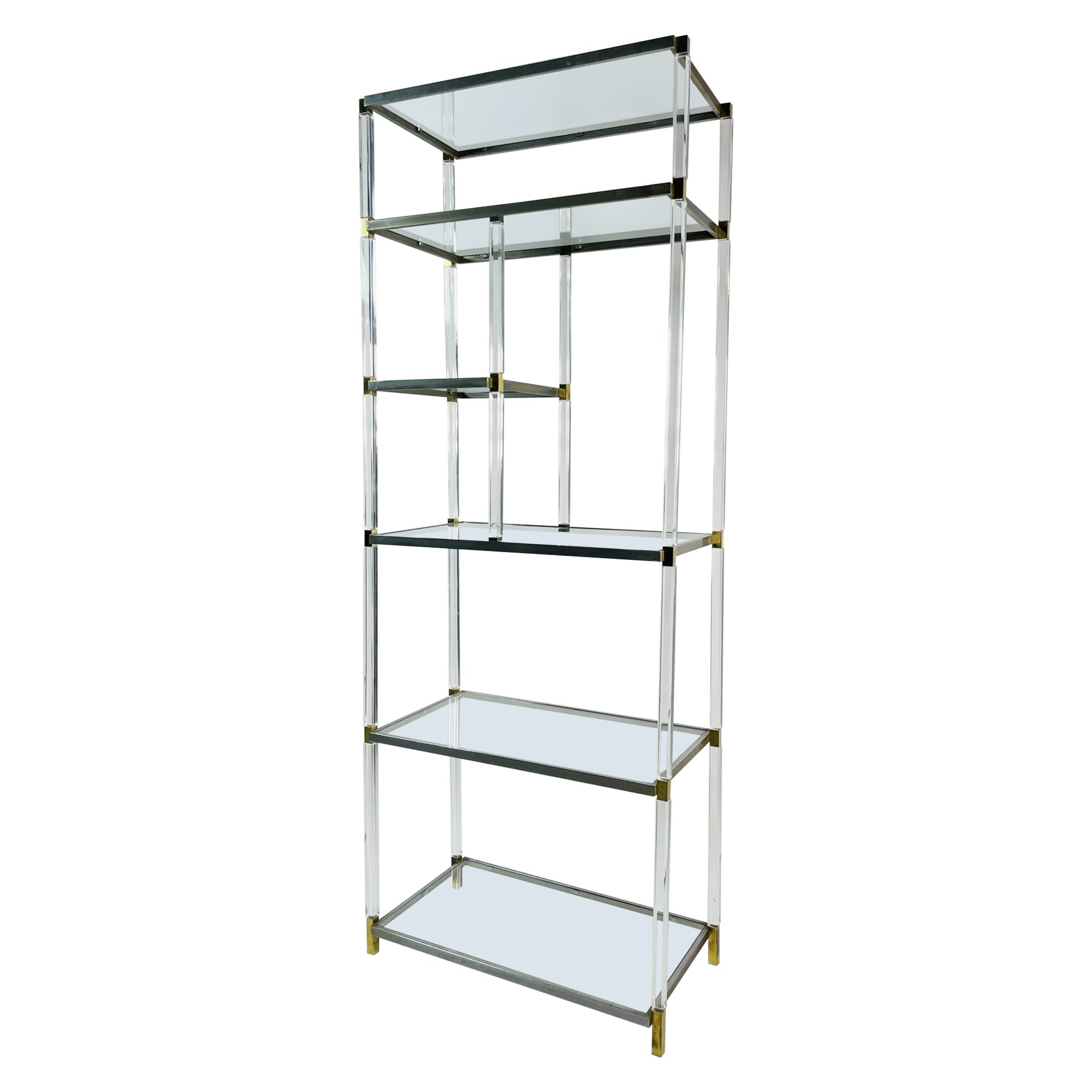 Lucite, Brass & Nickel Etagere by Charles Hollis Jones, Metric Collection