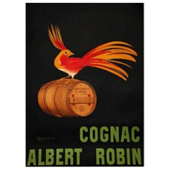 Original Vintage Drink Poster, Art Deco, Cognac Albert Robin, Cappiello, 1920