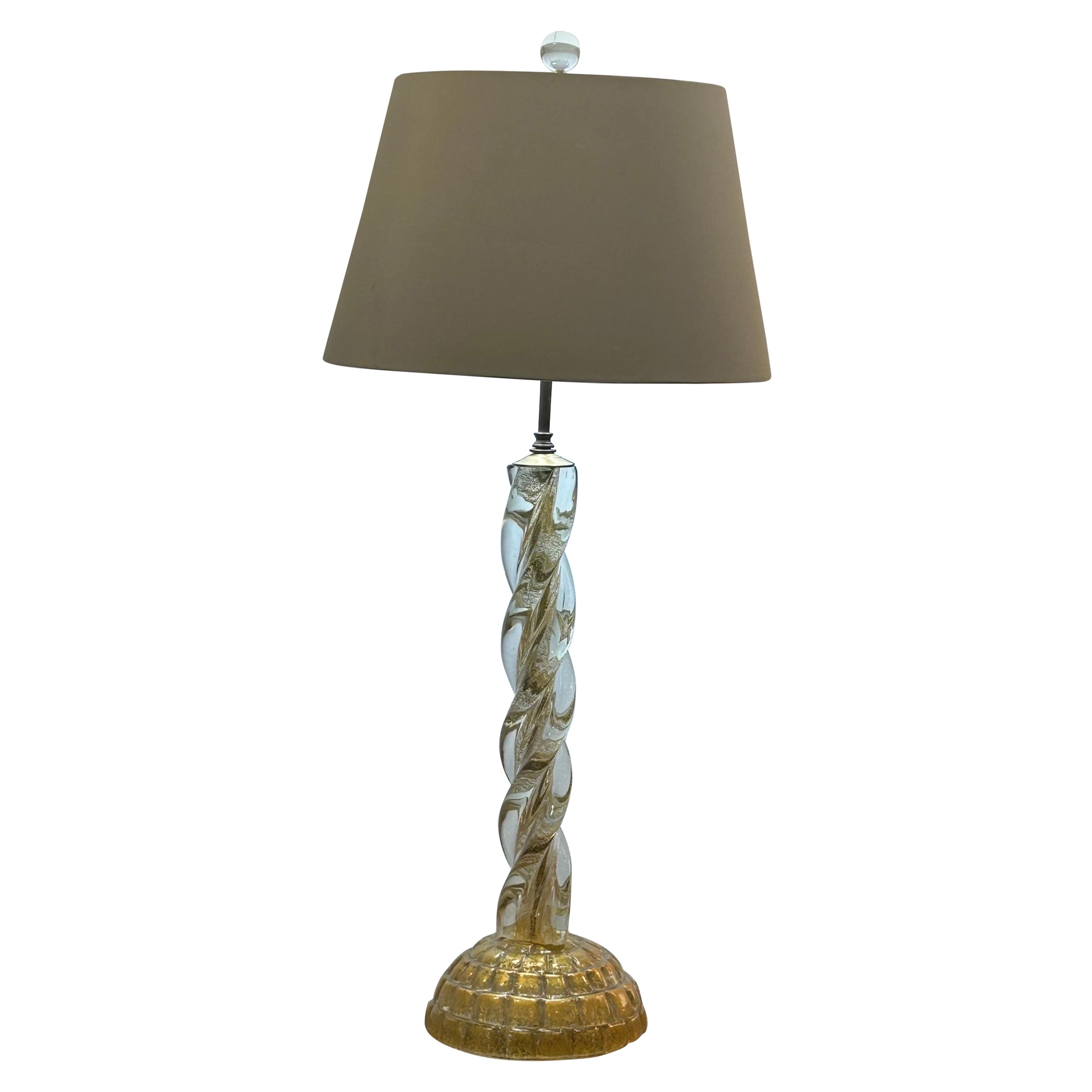 Ercole Barovier Murano Lenti base lamp.  For Sale