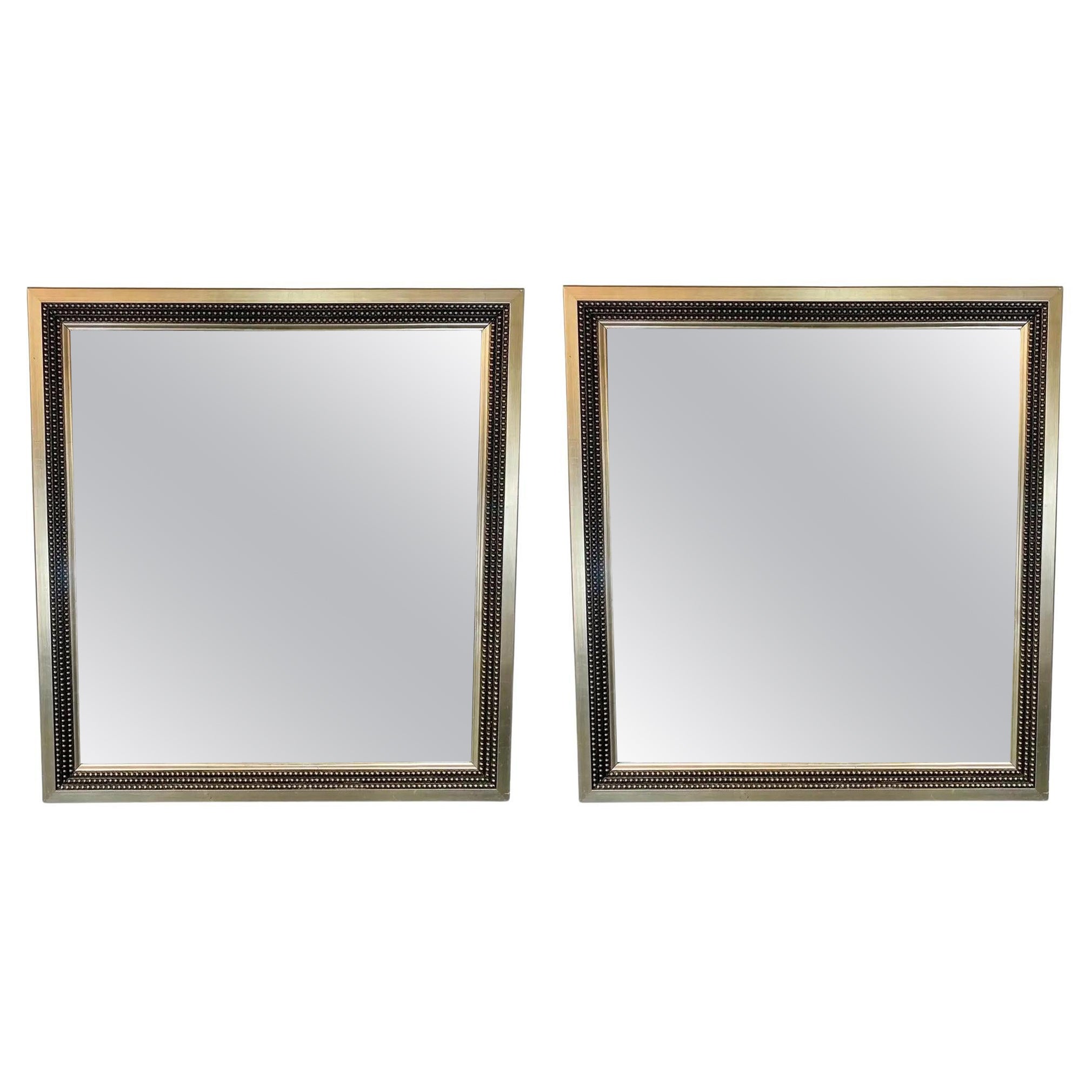 Paire de miroirs muraux ou de consoles cloutés en argent de Julian Schnabel, style brutaliste  en vente