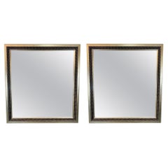 Used Julian Schnabel Brutalist Style Silver Studded Console or Wall Mirror , a Pair 