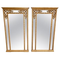 Pair of English Regency Gilt Wood and Gesso Foliage Wall Mirrors, Circa 1815