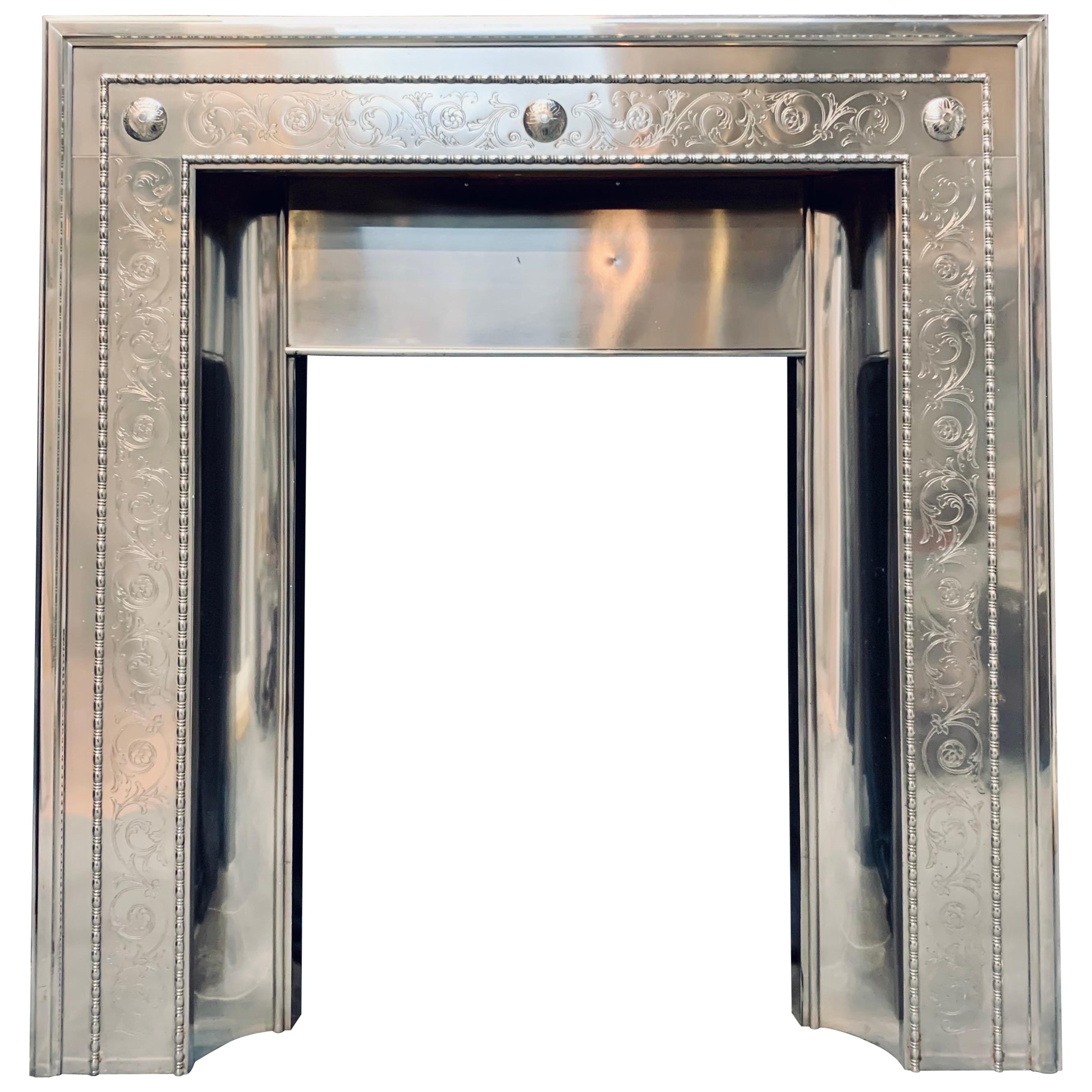 19th Century Victorian Polished Steel  Fireplace Insert For Sale