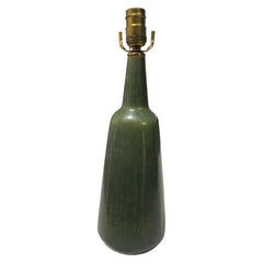 Saxbo Eva Stæhr Nielsen Signed Large Green Glazed Danish Pottery Table Lamp
