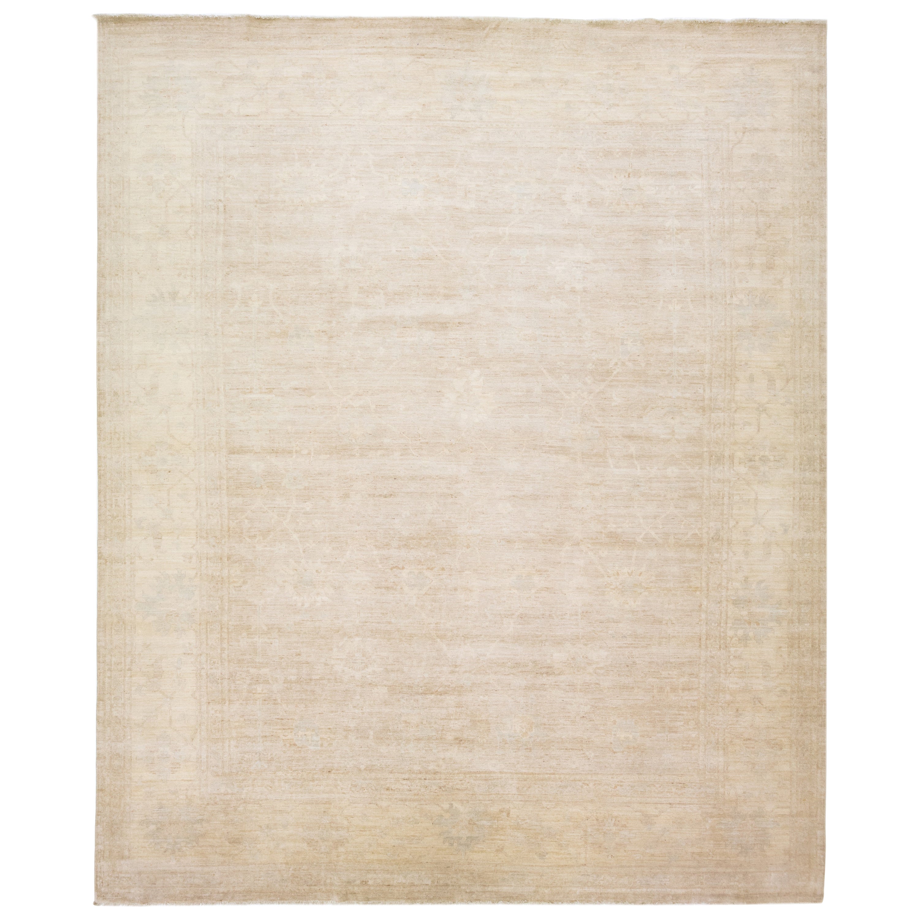 Beige Oushak Style Wool Area Rug For Sale at 1stDibs