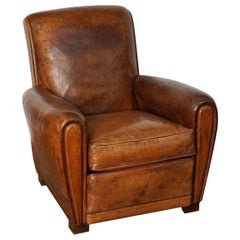 French Art Deco Leather Club Chair from the Early 20th Century