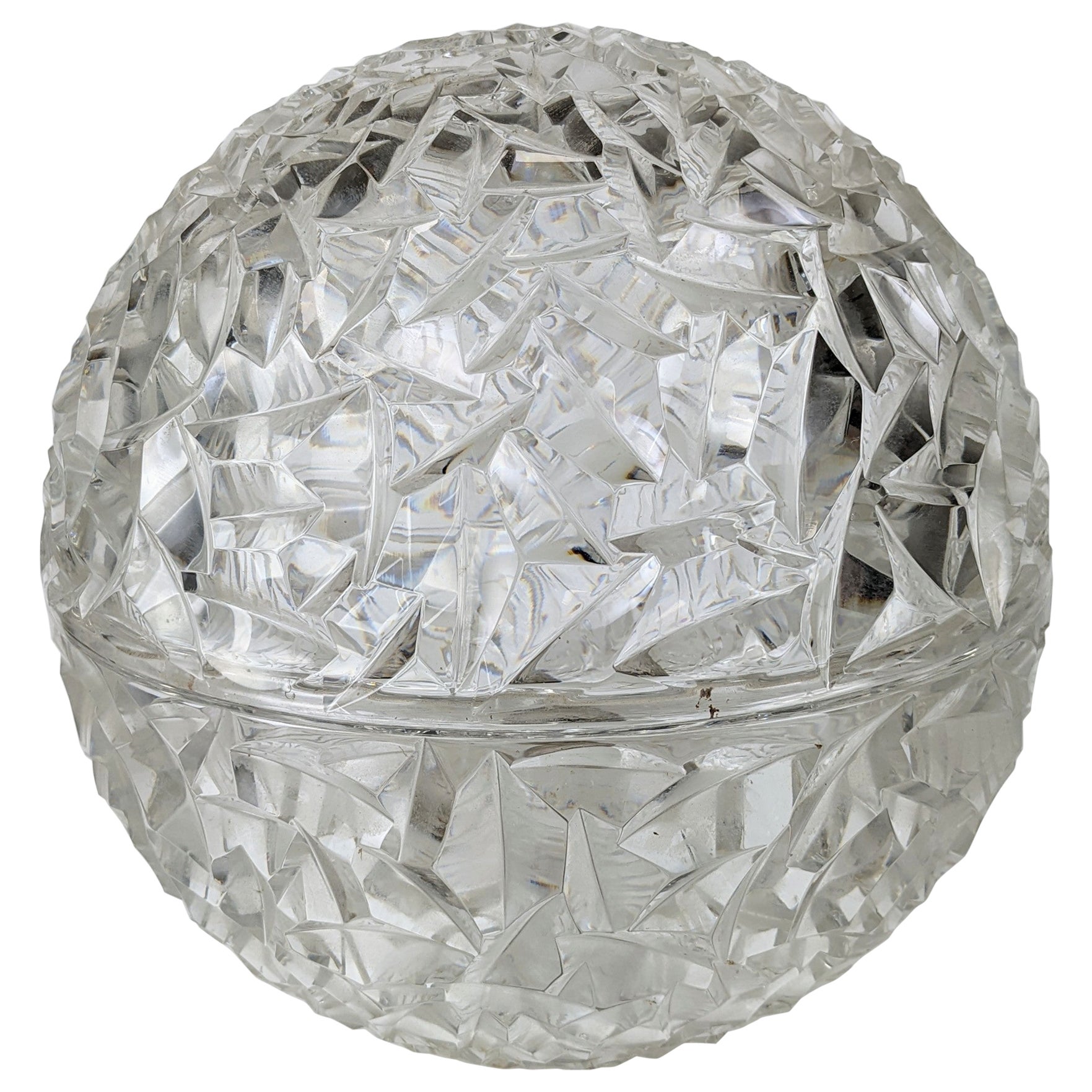 Elegant Faceted Crystal Globe Lamp For Sale