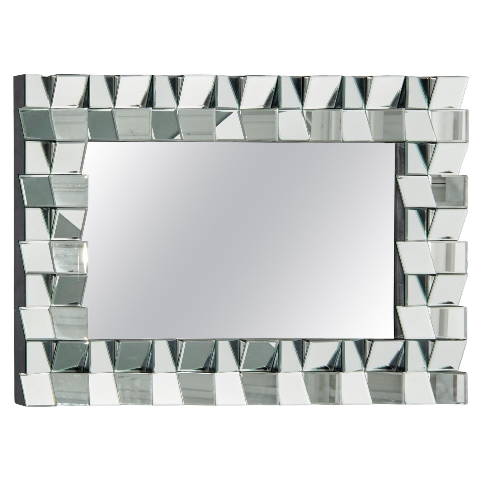 Sculptural 21st C. Neal Small "Slopes" Inspired Faceted Wall Mirror For Sale