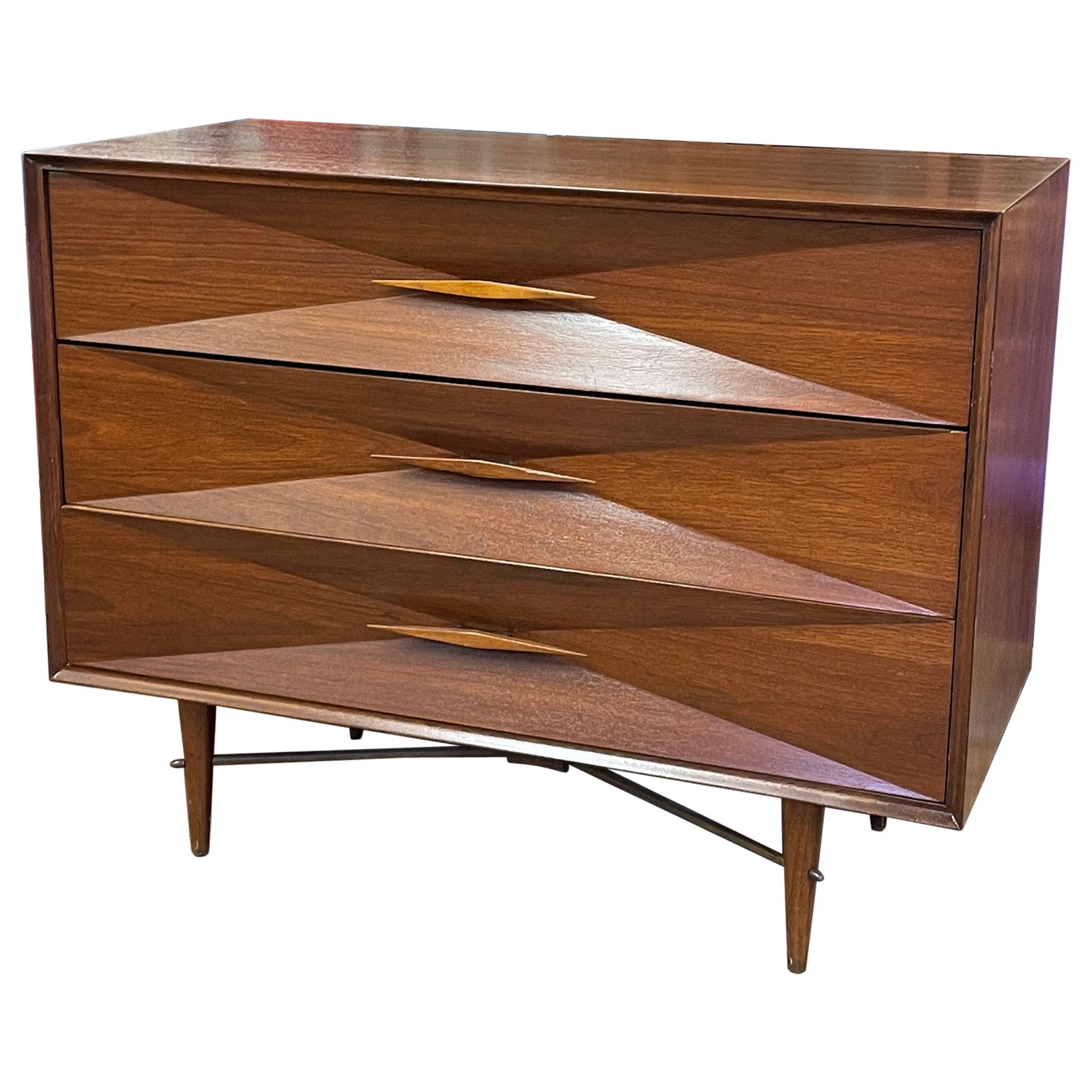 Mid-Century Modern Diamond Front Facet Dresser