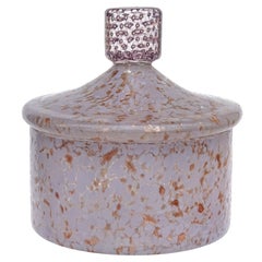 Toso Murano Purple Copper Aventurine Flecks Italian Art Glass Vanity Powder Box