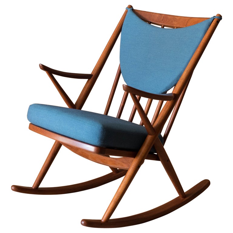 Vintage Danish Solid Teak Rocking Chair by Frank Reenskaug for Bramin For Sale