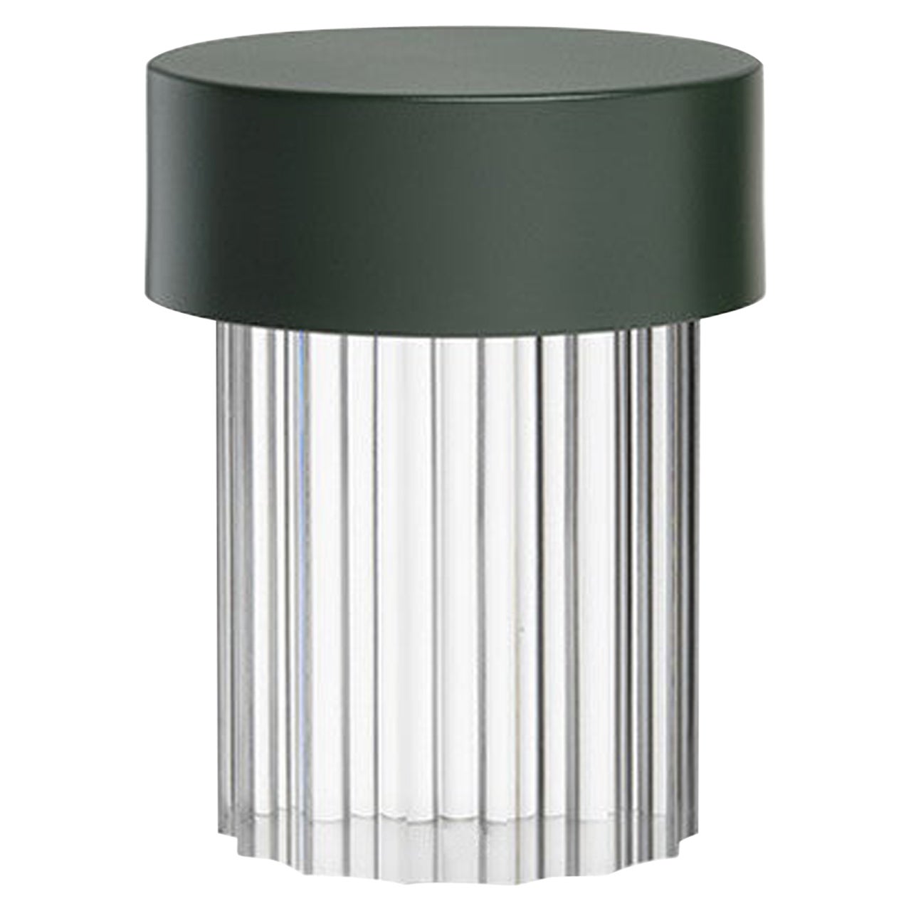 Flos Last Order Rechargeable Indoor/Outdoor Table Lamp in Green with Fluted Base For Sale