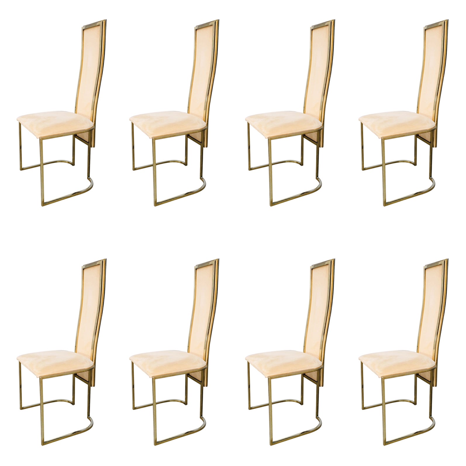 Hollywood Regency Design Set of 8 Dining Chairs by Belgo Chrom, 1970's