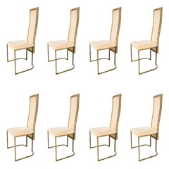 Hollywood Regency Design Set of 8 Dining Chairs by Belgo Chrom, 1970's